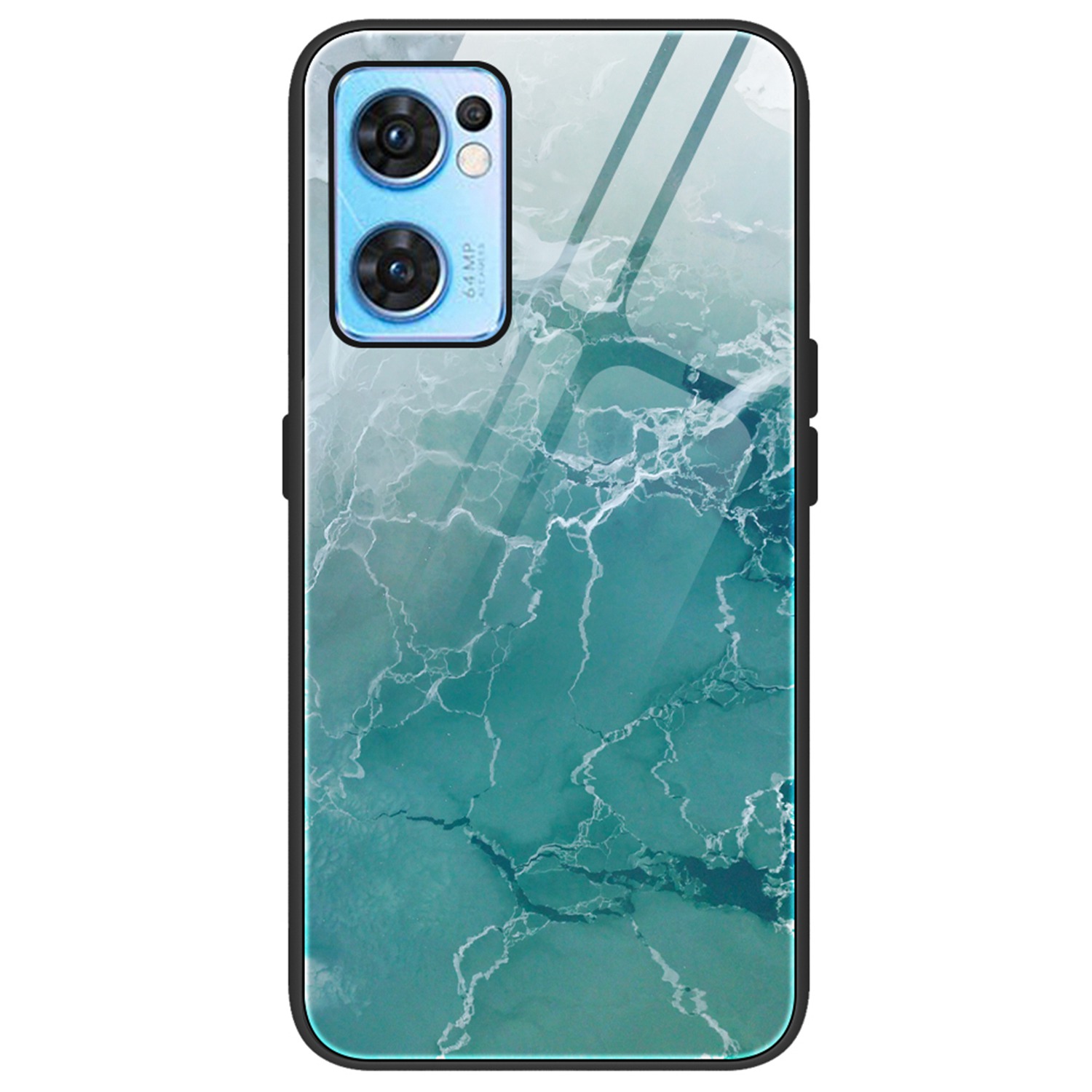 

Temperiertes Glas + PC + TPU Hybrid-hülle Für Oppo Reno7 5G (global), Kratzfestes Marmormuster-telefonabdeckung - DL04, Oppo Reno7 5G (Global)