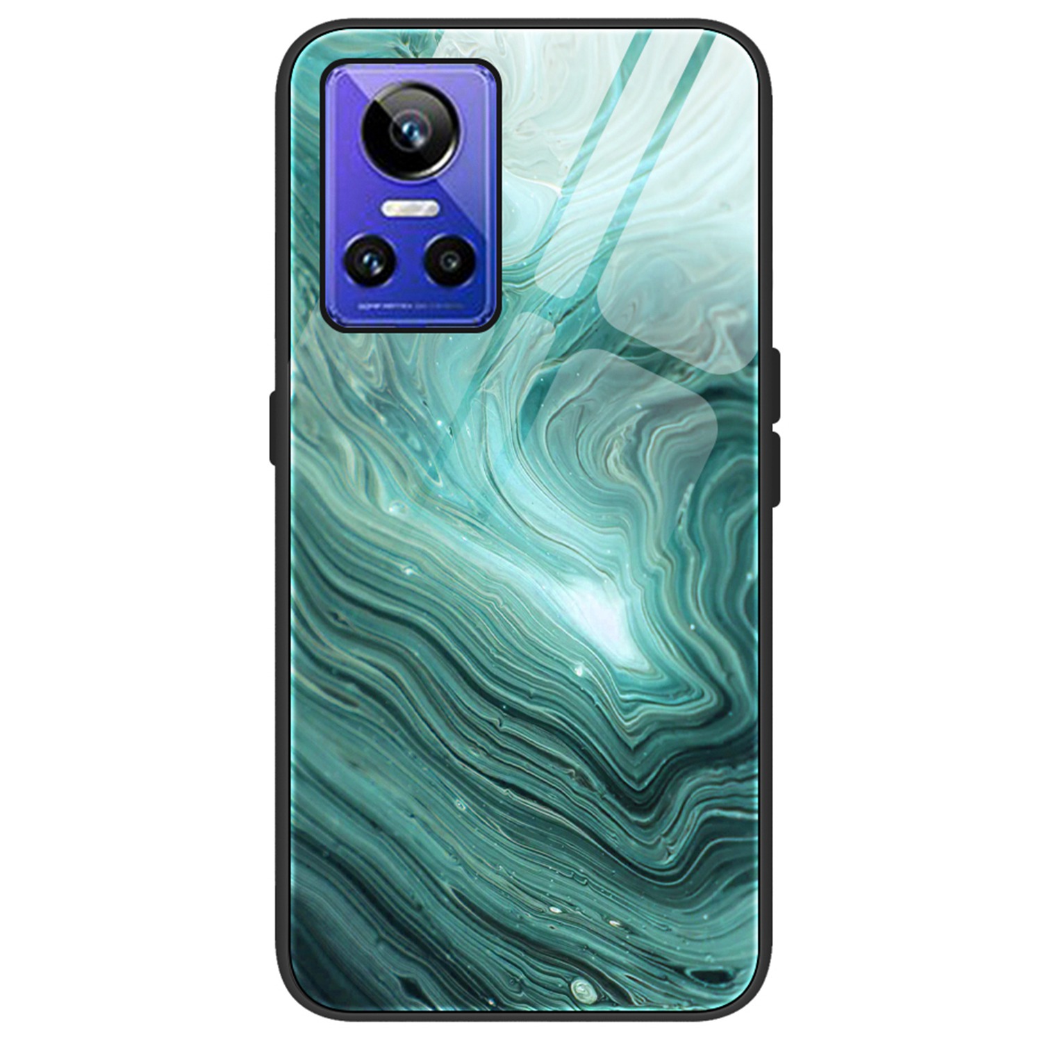 

Marmormuster Telefonkoffer Für Realme GT Neo3, Schockabsorbing Getempertes Glas + PC + TPU -schutzabdeckung - DL02, Realme GT Neo3