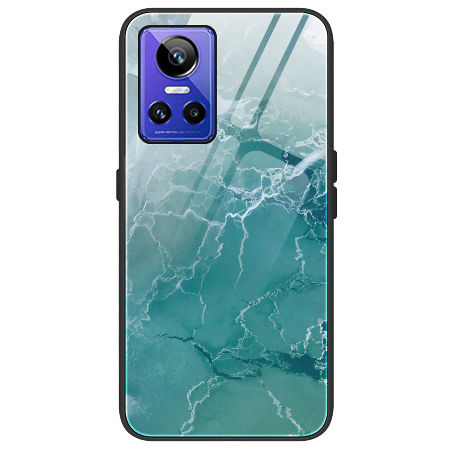 

Marmormuster Telefonkoffer Für Realme GT Neo3, Schockabsorbing Getempertes Glas + PC + TPU -schutzabdeckung - DL04, Realme GT Neo3