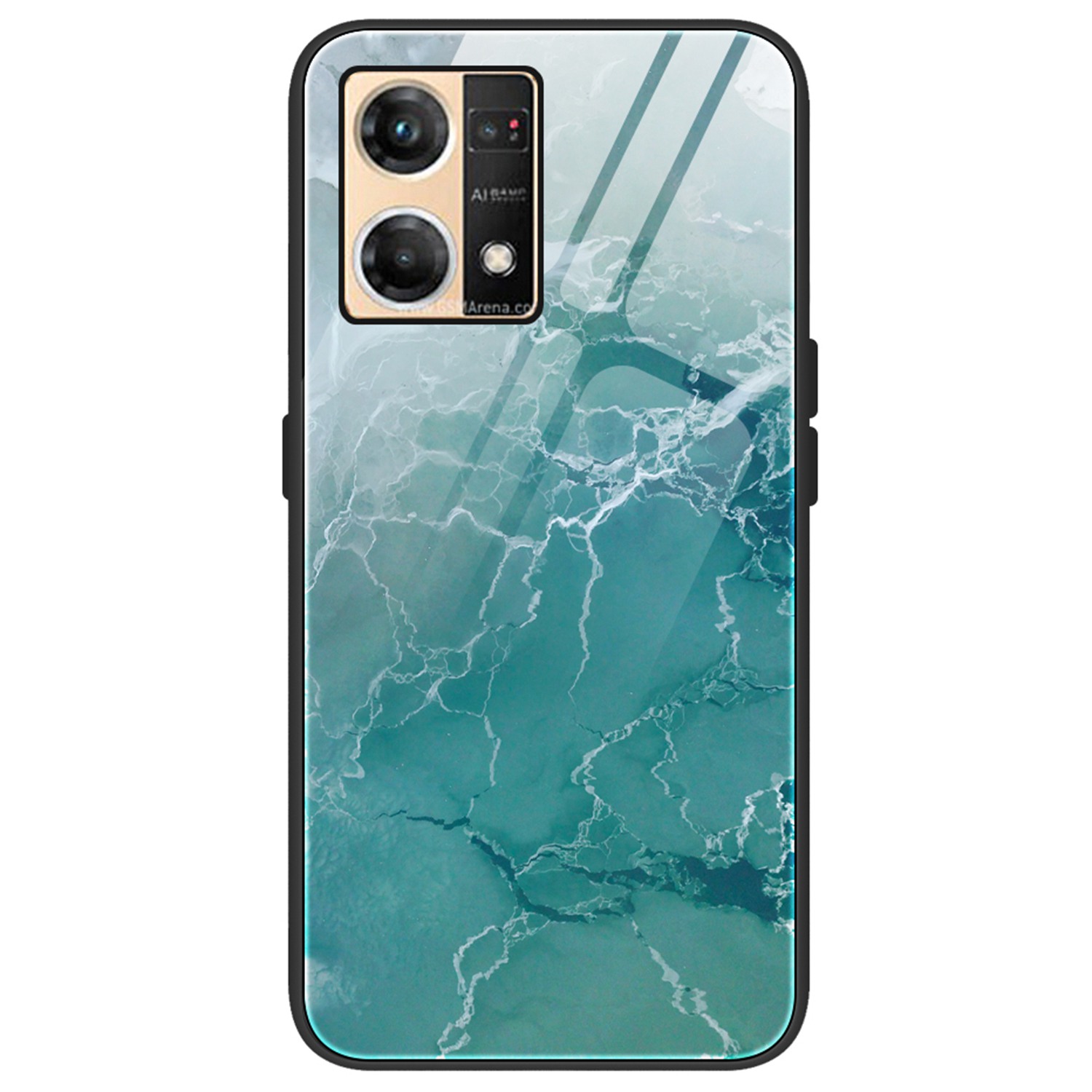 

Marmormuster Temperiertes Glas + PC + Tpu-hülle Für Oppo Reno7 4G, Anti-droge-schutz-telefon-rückzugsabdeckung - DL04, Oppo Reno7 4G