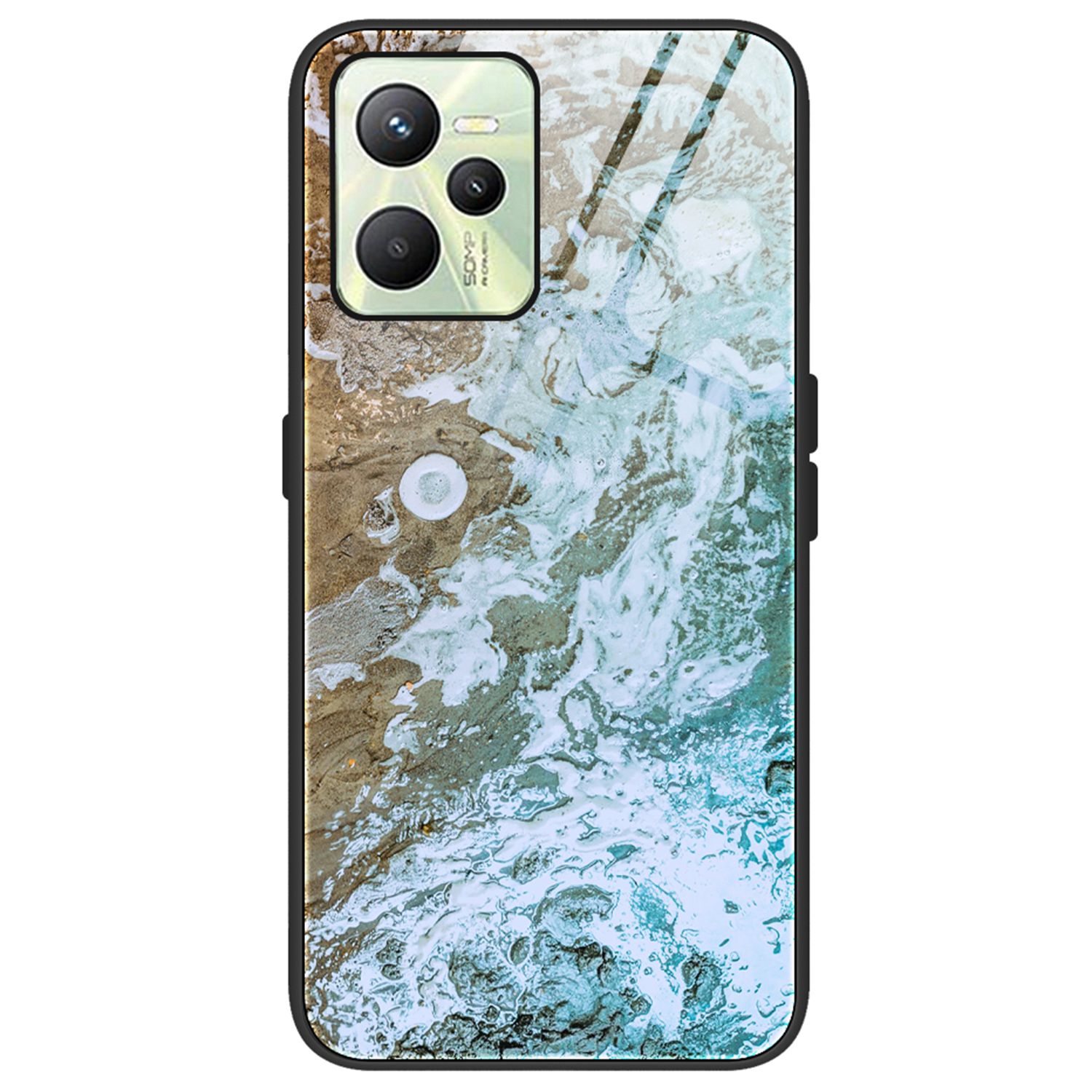 

Anti-kratzer-marmormustergehäuse Für Realme C35, Temperierte Glas + PC + Tpu-mobiltelefon Drop-sof-deckung - DL06, Realme C35 4G
