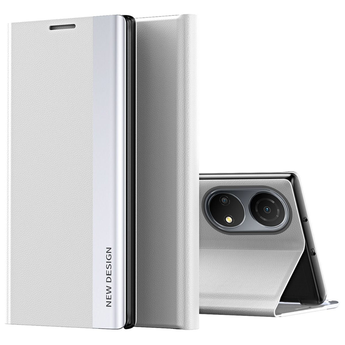 

Für Ehre X7 / Honor Play 30 Plus 5G Schock -proof PU Leder Ständer Design Hülle Elektroplatten Telefonabdeckung - Weiss, Honor Play 30 Plus 5G