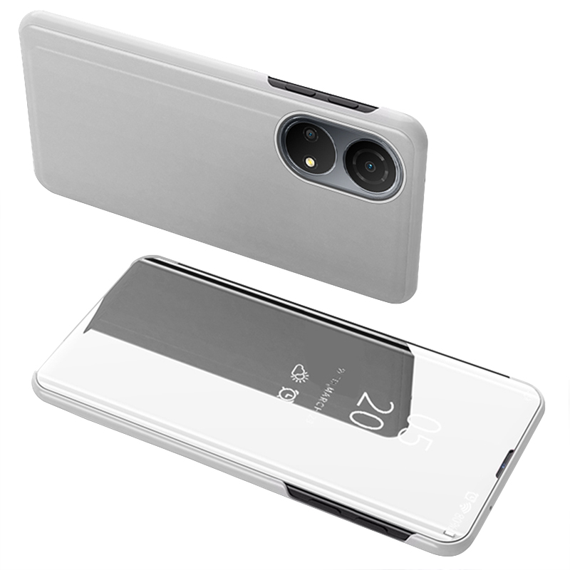 

Für Honor X7/Play 30 Plus 5G Einstellbares Ständer Design PU Leder Anti-schock-case-ansichtsfenster Elektroplate Spiegel Mobiltelefon Beschützer - Silber-, Honor X7