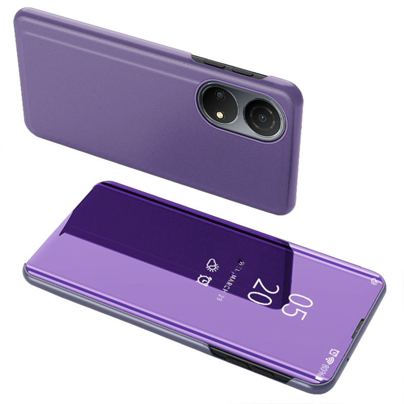 

Für Honor X7/Play 30 Plus 5G Einstellbares Ständer Design PU Leder Anti-schock-case-ansichtsfenster Elektroplate Spiegel Mobiltelefon Beschützer - Lila-blau, Honor X7