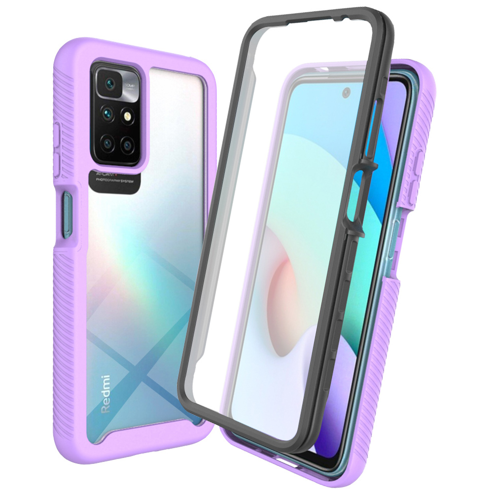 

Für Xiaomi Redmi 10 2022 3-in-1 Full Deckung Phone Hülle Hartpc + Soft TPU Hybrid-abdeckung Mit Pet-bildschirmschutz - Violett, Xiaomi Redmi 10 2022 4G