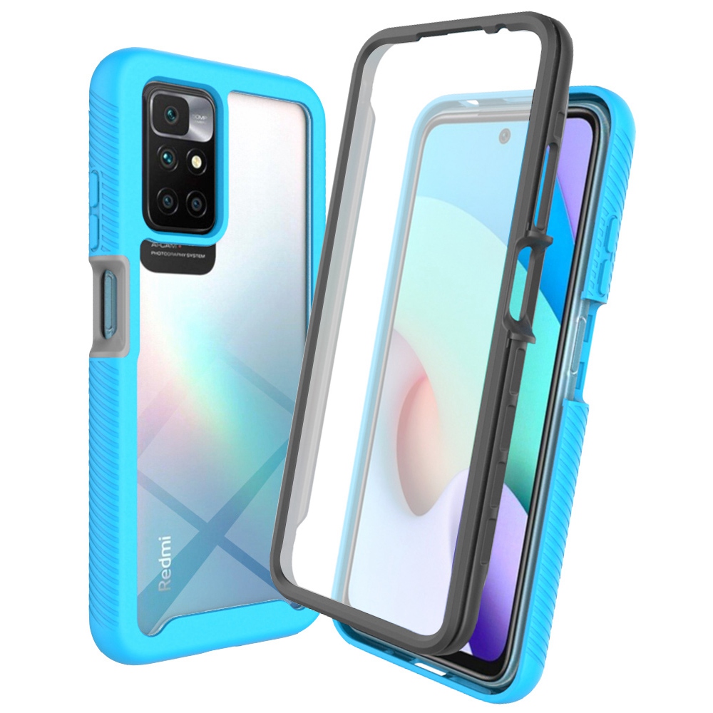 

Für Xiaomi Redmi 10 2022 3-in-1 Full Deckung Phone Hülle Hartpc + Soft TPU Hybrid-abdeckung Mit Pet-bildschirmschutz - Baby Blau, Xiaomi Redmi 10 2022 4G