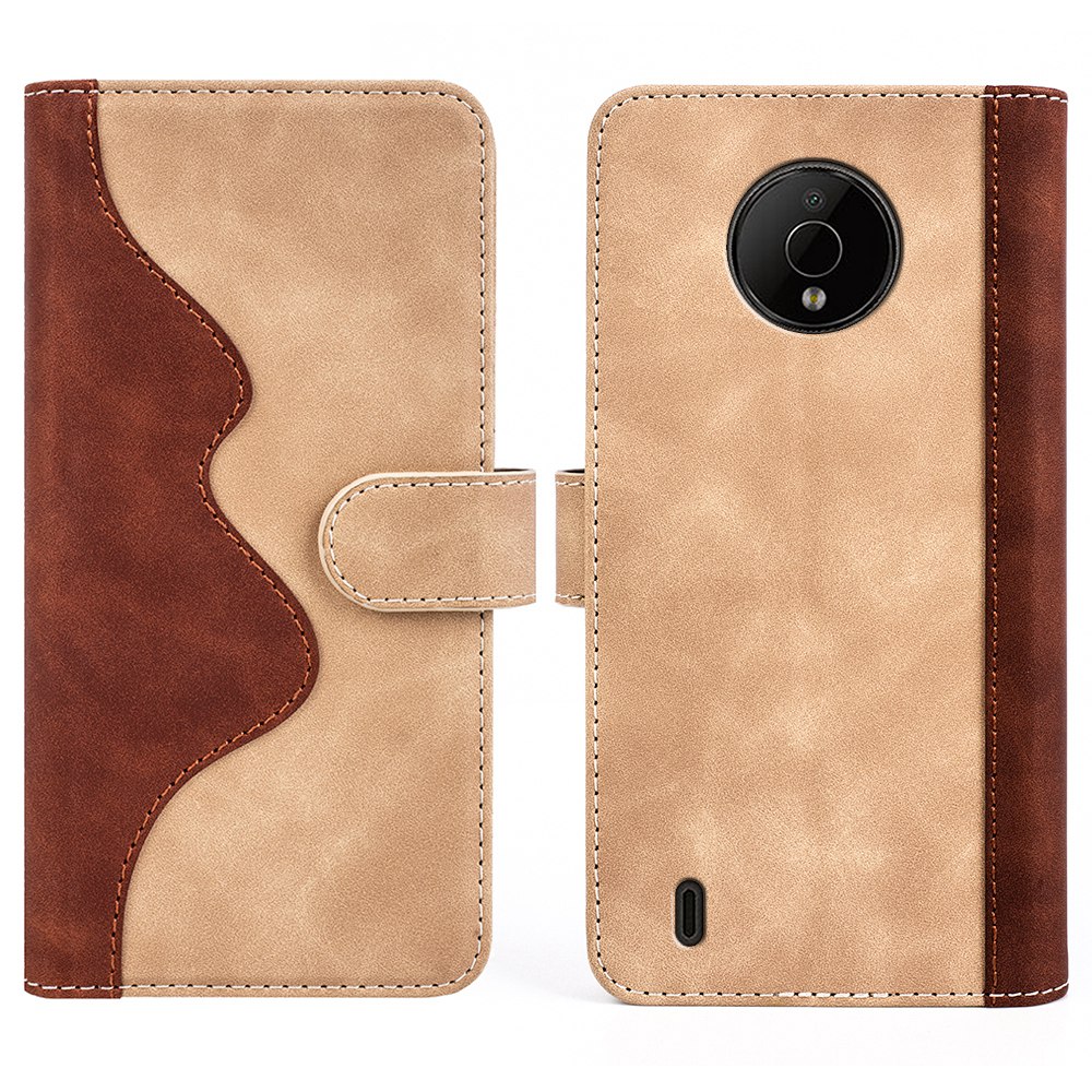 

Für Nokia C200 4G Farbspleißen PU Leder Drop-proof Phone Case Flip Ständer Brieftasche Deckhülle - Gelb, Nokia C200 4G