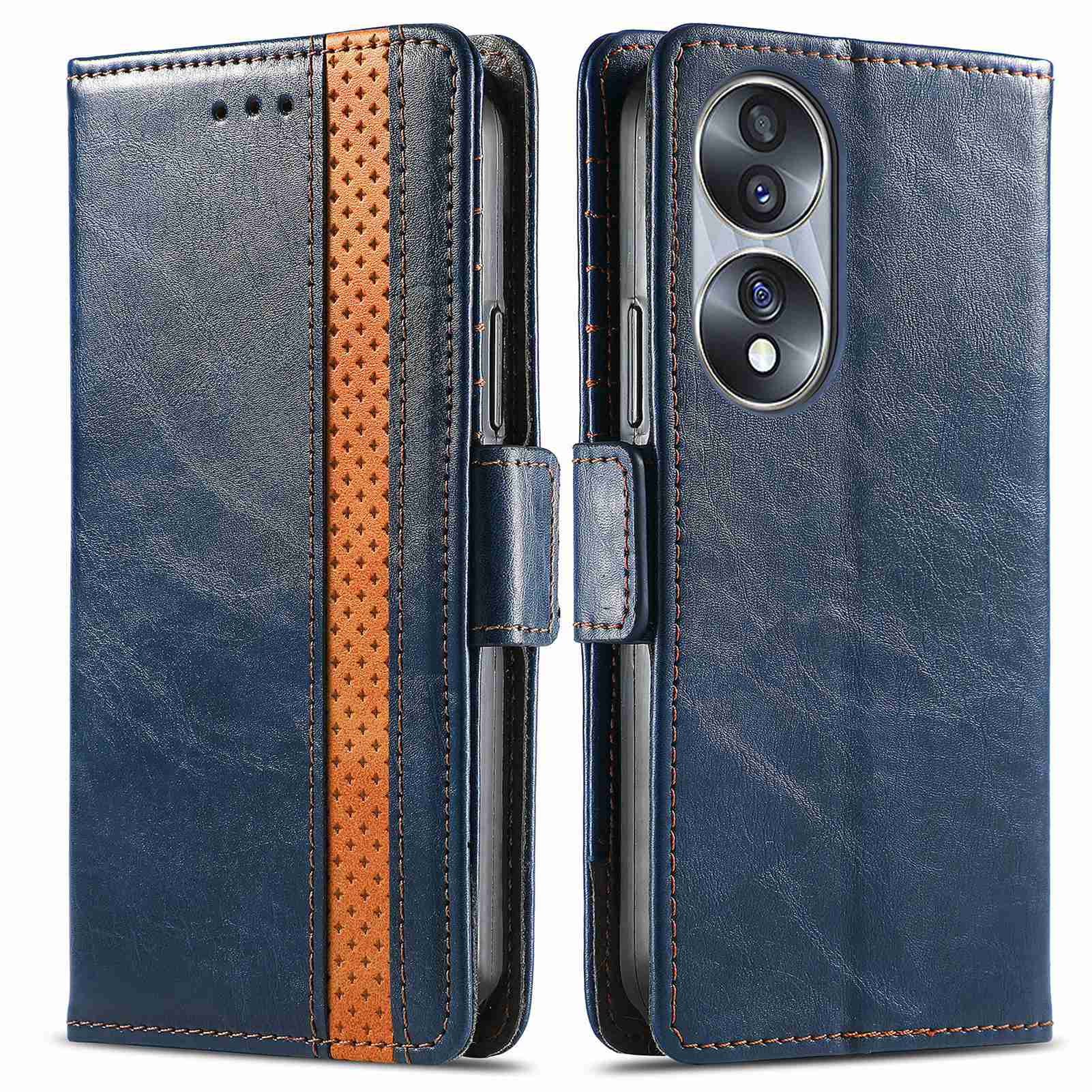 

Caseneo 002 -serie Business Style Leder Für Ehren 70 5G, Stand Wallet Spleißen -telefonabdeckung Mit RFID -blockierung - Blau, Honor 70 5G