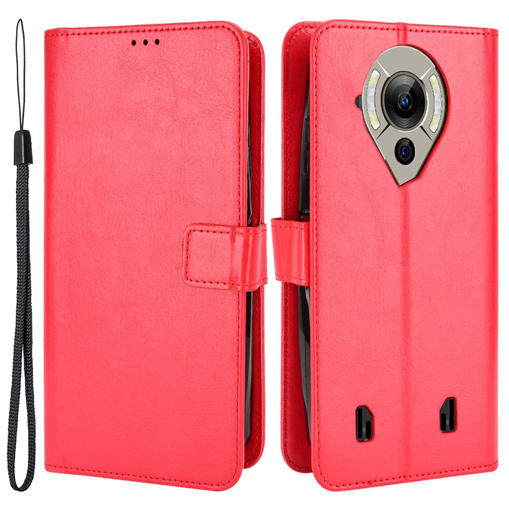 

PU Leder Crazy Horse Textur Cover Für Oukitel WP16, Stand Wallet Inner TPU Vollschutz Telefonhülle - Rot, Oukitel WP16