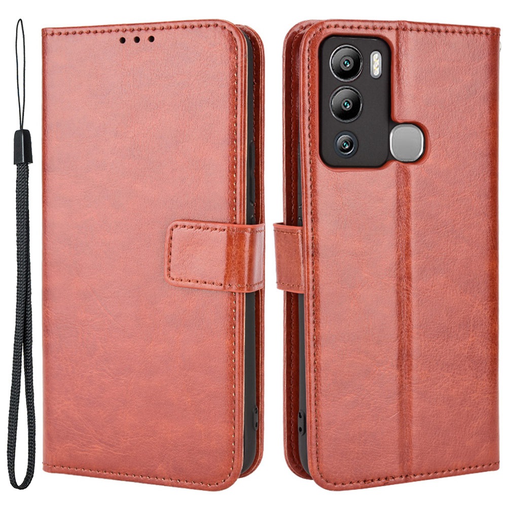 

Crazy Horse Texture Stand Wallet Hülle Für Infinix Hot 12i 4G, Magnetische Verschluss PU Leder Schutz Telefonabdeckung - Braun, Infinix Hot 12i 4G