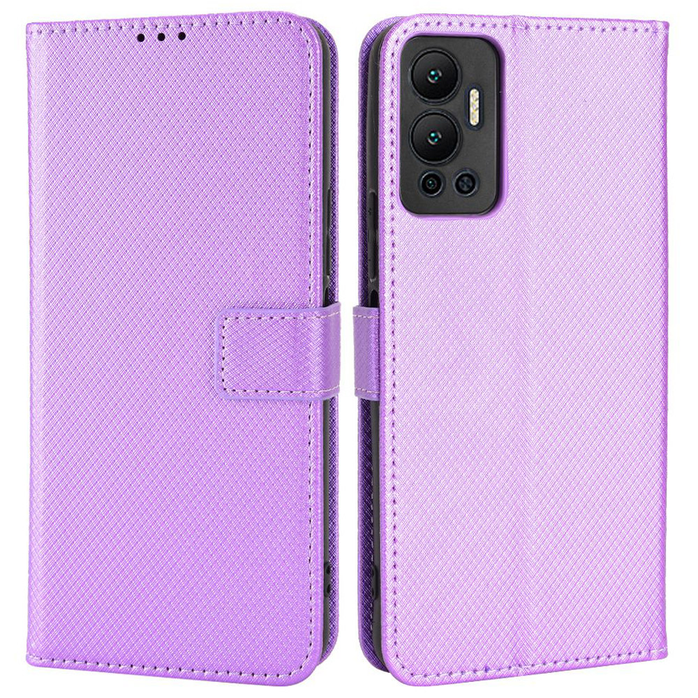 

Diamond Textur PU Leder Telefonhülle Für Infinix Hot 12 4G, Stand Wallet Magnetic Clasp Protective Deckung - Violett, Infinix Hot 12 4G