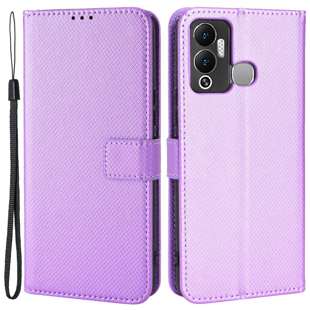 

Für Infinix Hot 12 Play 4G Diamond Textur PU Leder Drop-proof-abdeckung Magnetic Clasp Phone Stand Wallet Hülle - Violett, Infinix Hot 12 Play 4G