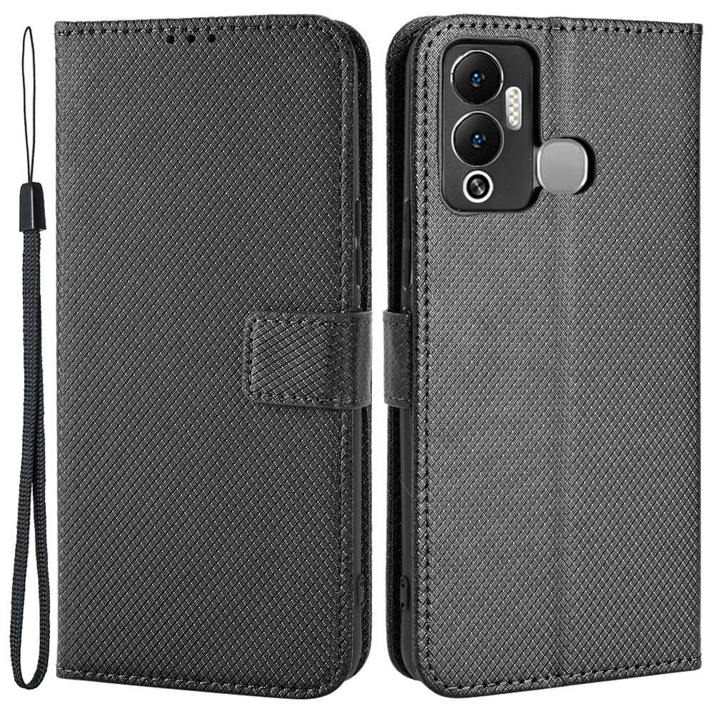 

Für Infinix Hot 12 Play 4G Diamond Textur PU Leder Drop-proof-abdeckung Magnetic Clasp Phone Stand Wallet Hülle - Schwarz, Infinix Hot 12 Play 4G