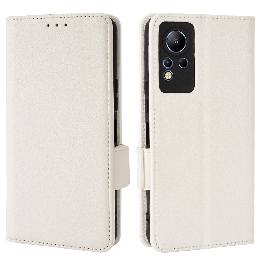 

Für Infinix Hinweis 12 4G X663, X663c, X663d PU Leder Litchi Texture Phone Hülle Ständer Funktion Dual Magnetic Clasp Flip Wallet Wallet Cover - Weiß, Infinix Note 12 4G