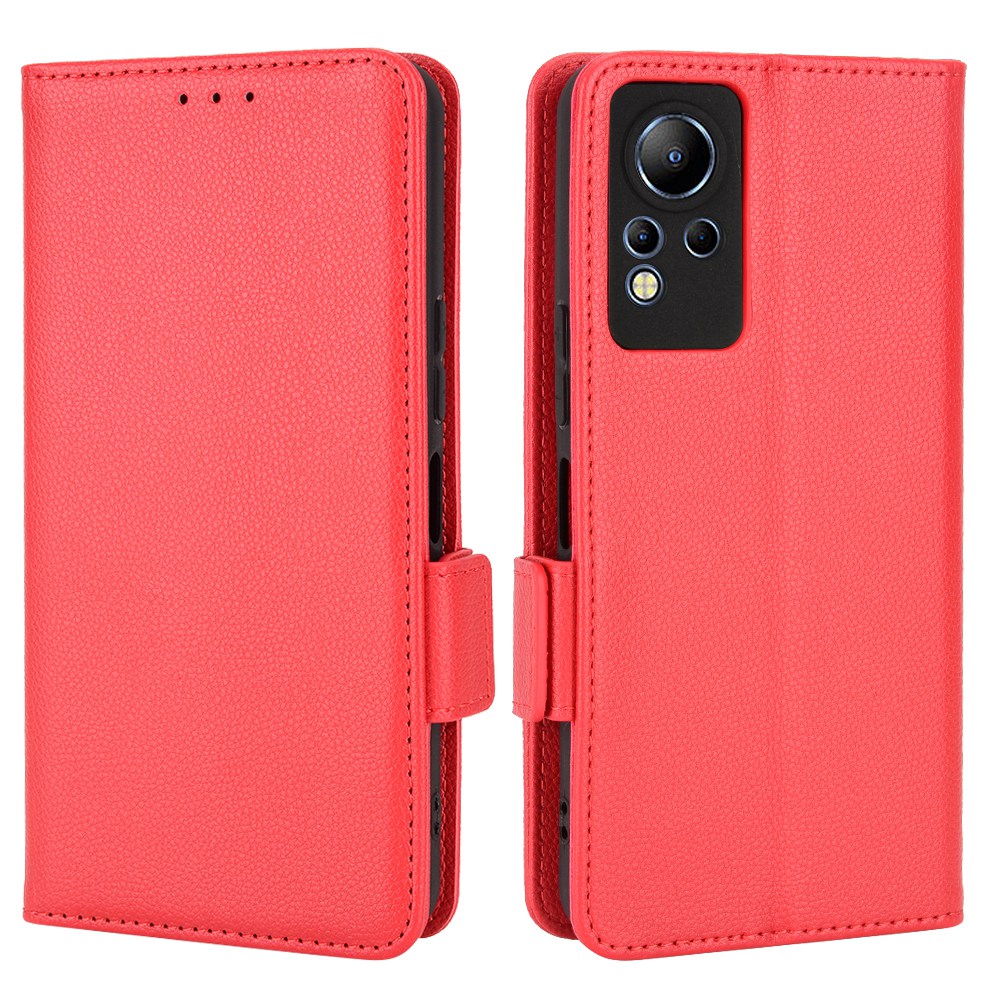 

Für Infinix Hinweis 12 4G X663, X663c, X663d PU Leder Litchi Texture Phone Hülle Ständer Funktion Dual Magnetic Clasp Flip Wallet Wallet Cover - Rot, Infinix Note 12 4G