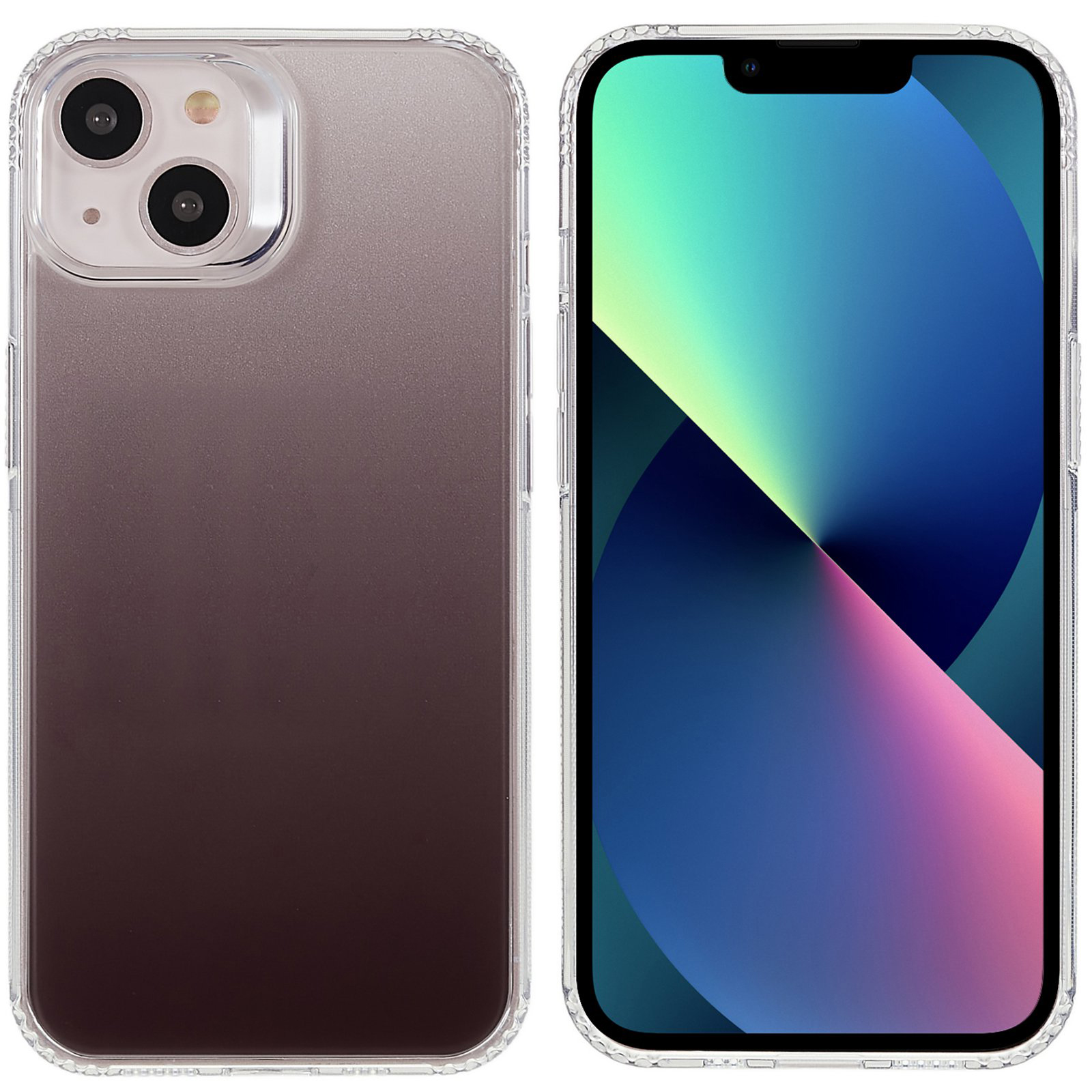 

For iPhone 13 6.1 inch Stylish Gradient Non-slip TPU+PC Shockproof Ant-fall Mobile Phone Case Cover - Black, iPhone 13