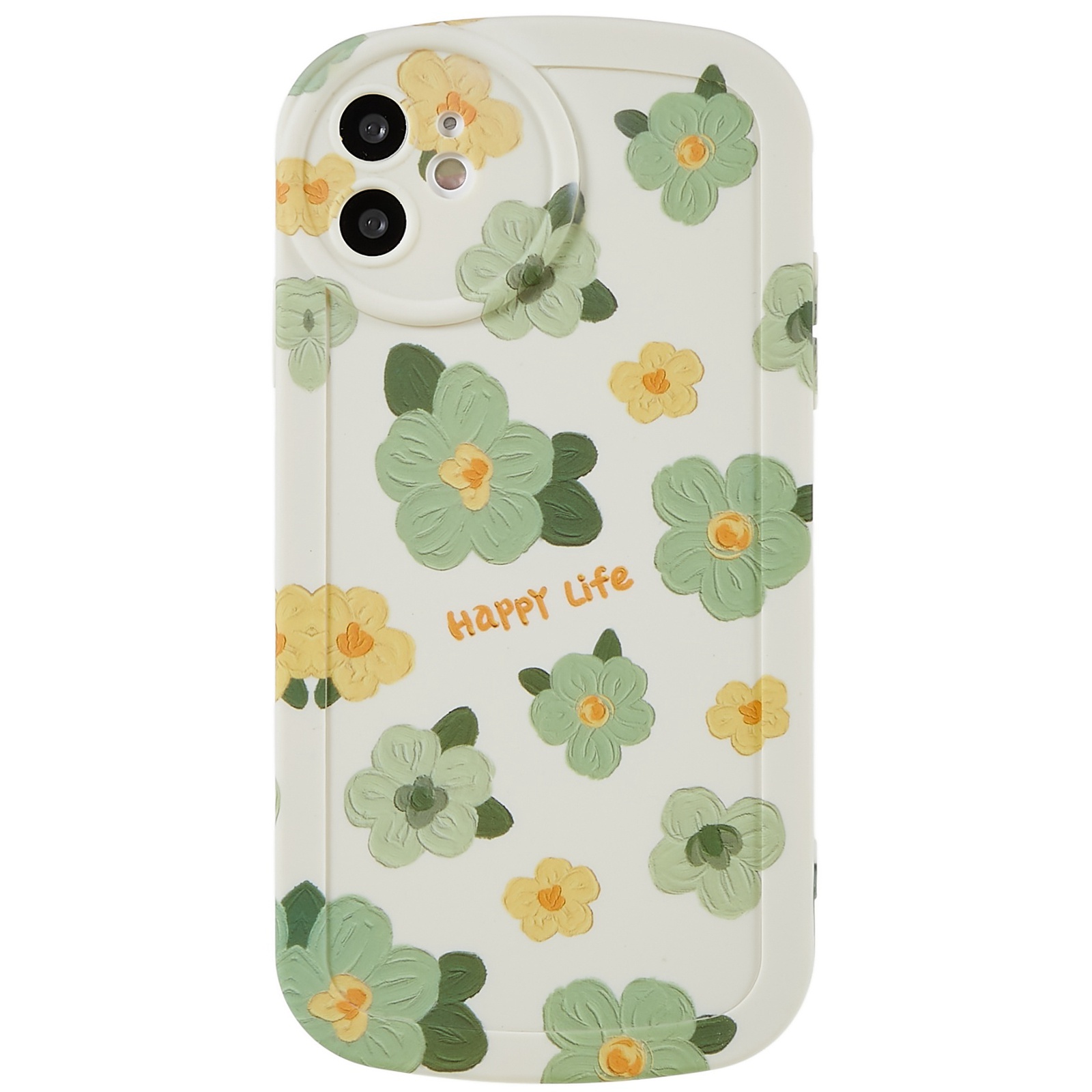 

For iPhone 11 6.1 inch Flower Water Transfer Printing Oval Design Anti-Scratch Soft TPU Protective Case - Green Flower, iPhone 11 6.1 inch