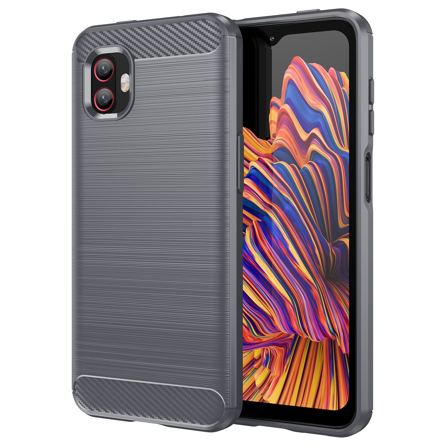 

For Samsung Galaxy Xcover6 Pro 5G/Xcover Pro 2 5G Anti-drop TPU Phone Case Carbon Fiber Texture Brushed Surface Wear-resistant Cover - Grey, Galaxy Xcover6 Pro 5G
