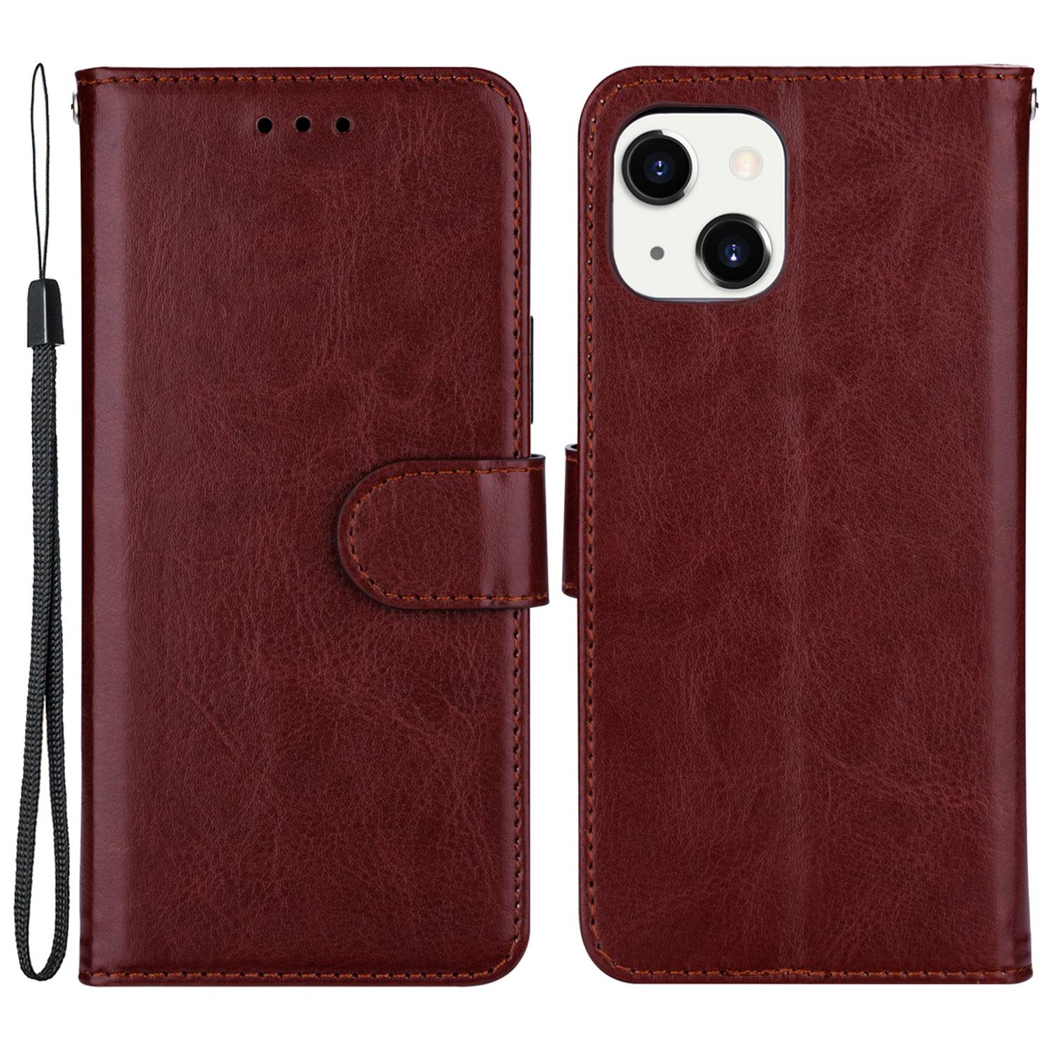 

Для Iphone 14 Max 6,7 Дюйма Сплошной Цветной Текстура Crazy Horse Texture - Коричневый, iPhone 14 Max 6.7 inch