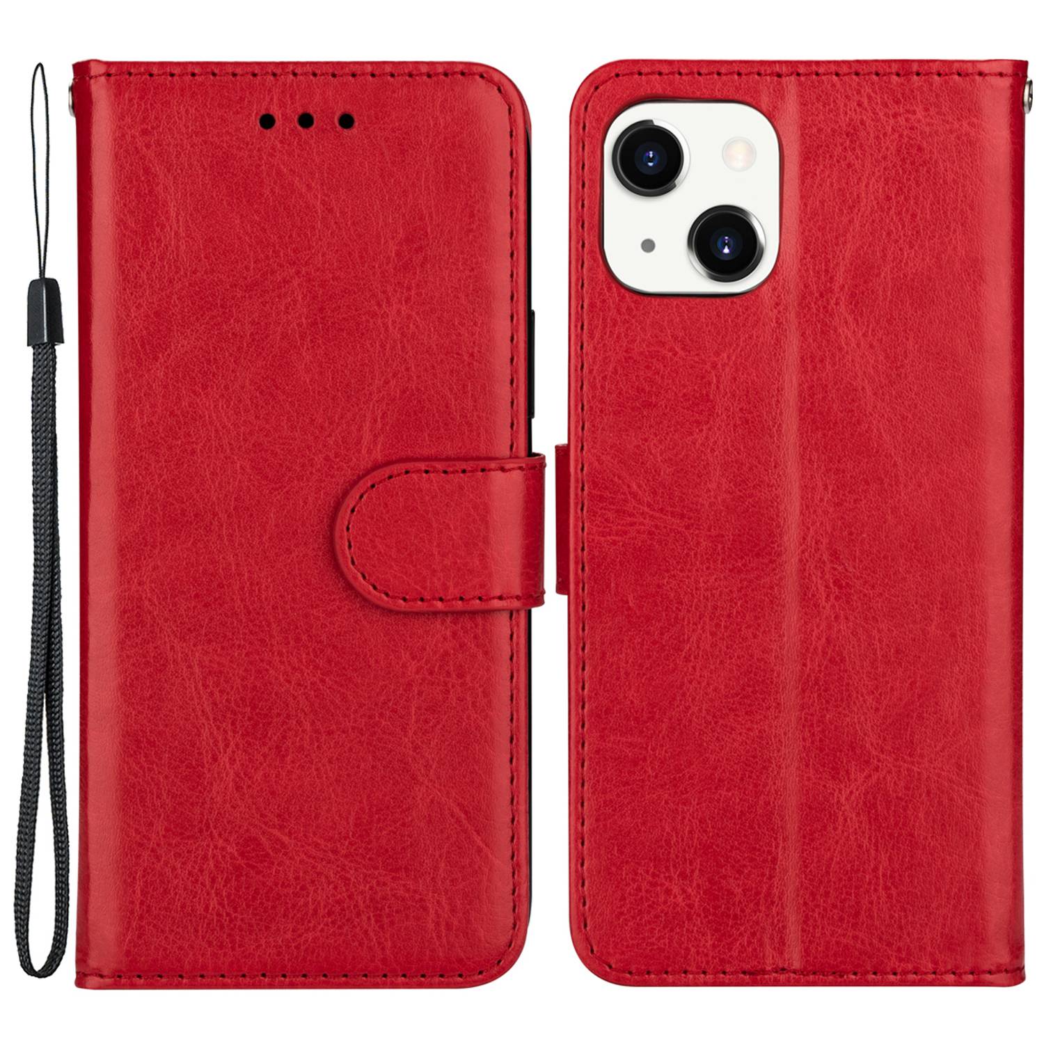 

Для Iphone 14 Max 6,7 Дюйма Сплошной Цветной Текстура Crazy Horse Texture - Красный, iPhone 14 Max 6.7 inch