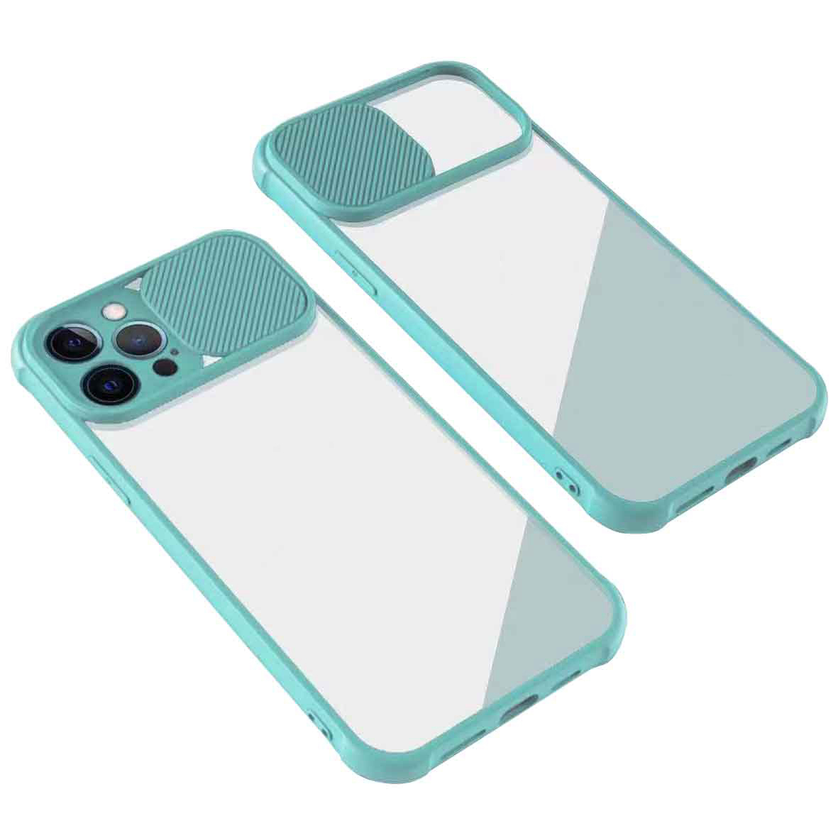 

Transparent Slim Case for iPhone 13 Pro 6.1 inch Acrylic+Soft TPU Shockproof Phone Case Anti-Drop Protective Cover with Lens Slider - Baby Blue, iPhone 13 Pro