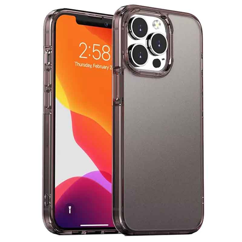 

Для Iphone 13 Pro 6,1 Дюйма по Борьбе с Отпечатками Matte Phone Case PC+TPU Hybrid Shockper Protector - Прозрачный Черный, iPhone 13 Pro