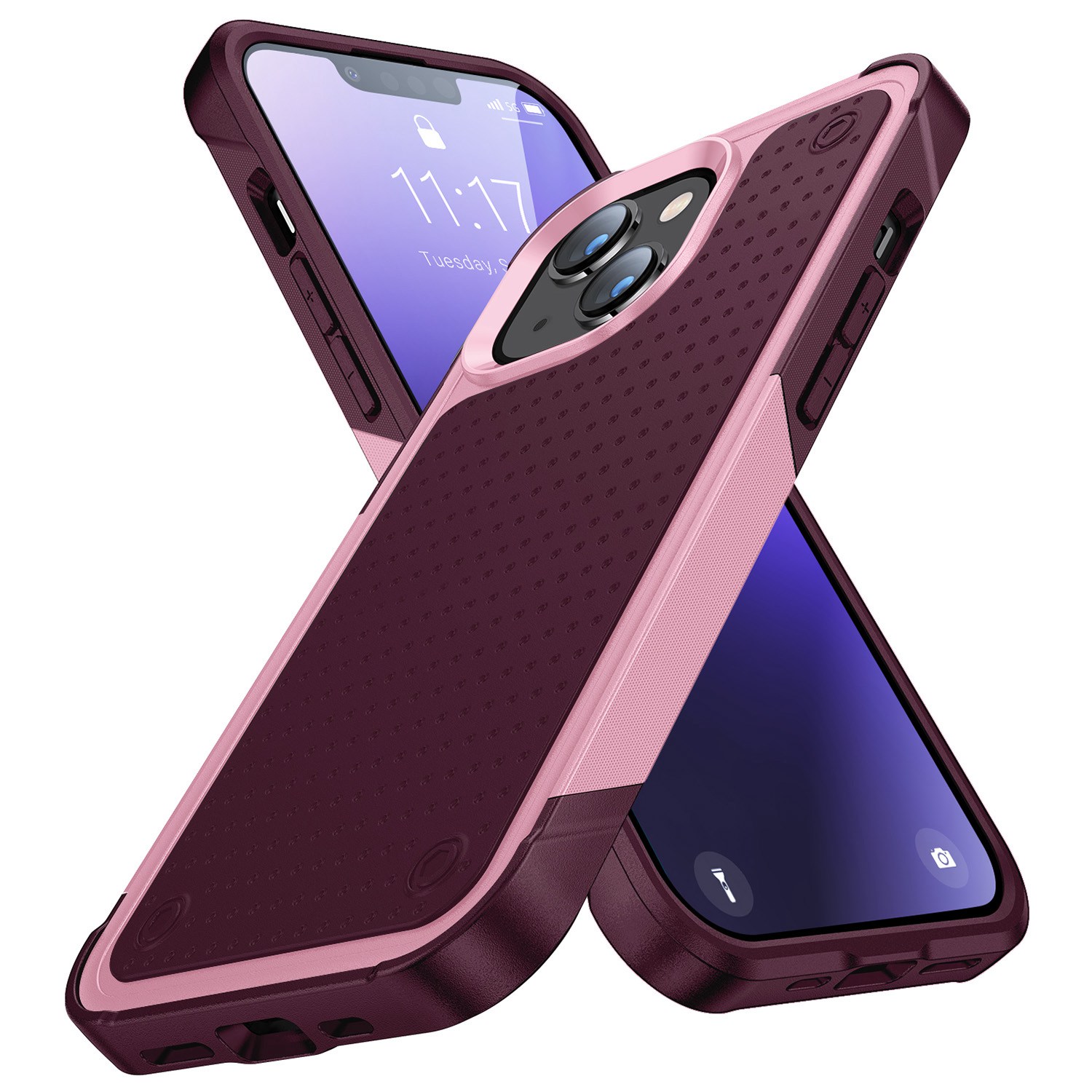 

Элегантная Серия Для Iphone 14 Pro Max 6,7 Дюйма Tpu+пк Мобильный Телефон Shock-proof Anti-finger Print Back Cover - Розовый / Темно-красный, iPhone 14 Pro Max 6.7 inch