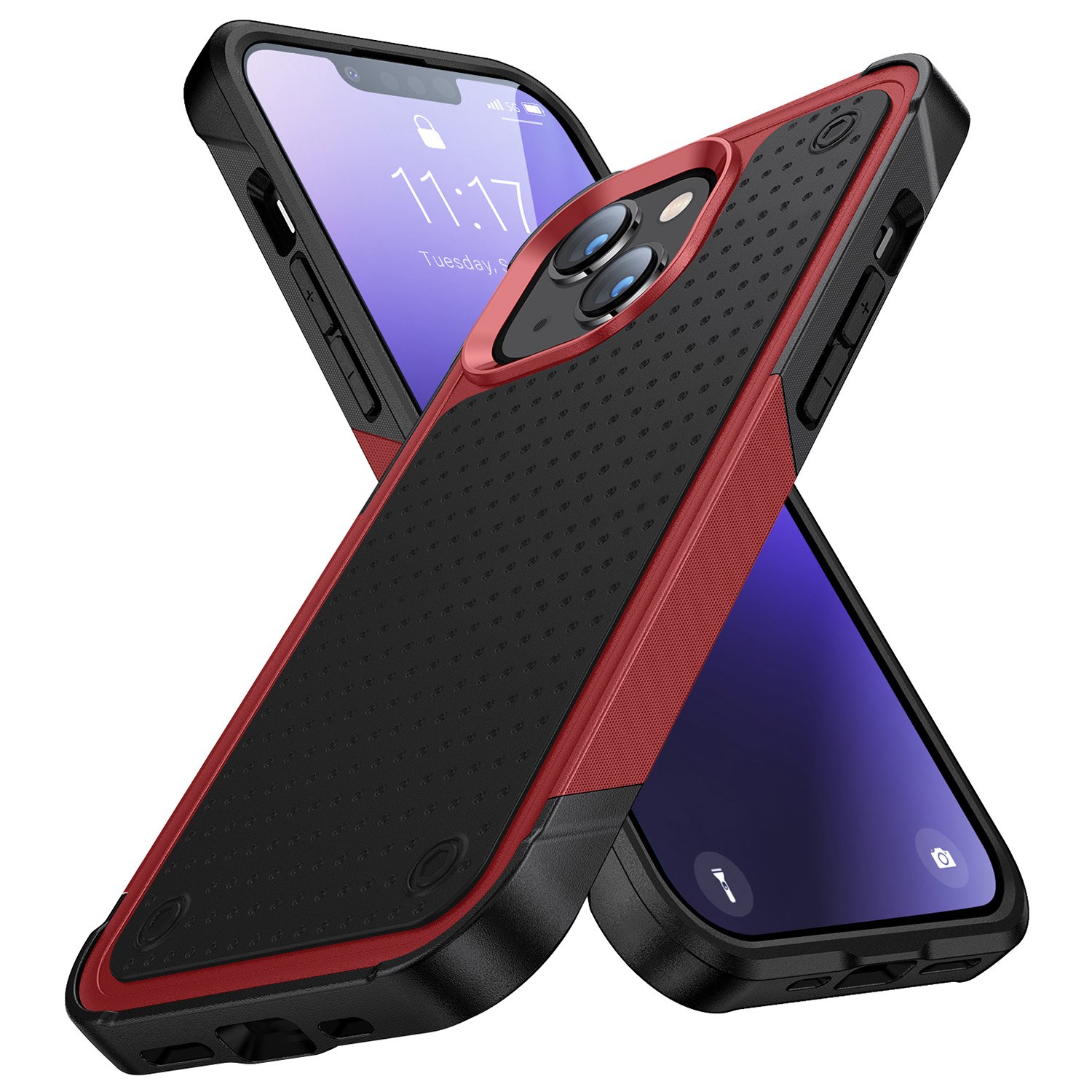 

Elegant Series for iPhone 14 Pro 6.1 inch Mobile Phone Drop-proof Case TPU+PC Shock-proof Protective Cover - Red / Black, iPhone 14 Pro 6.1 inch