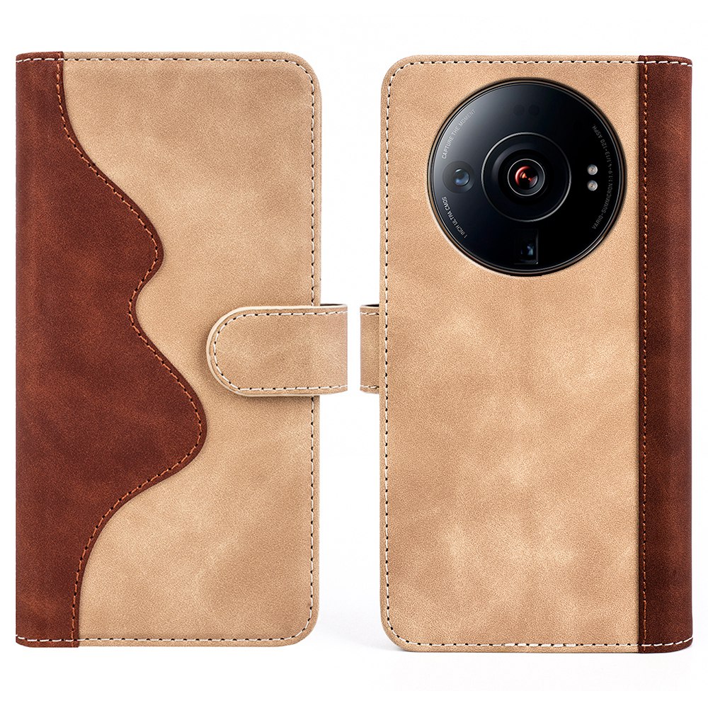 

Für Xiaomi 12s Ultra 5G Farbspleißen PU Leder-telefon Anti-wear-häuse Magnetische Verschlussabdeckung Beschütze Mit Standbrieftasche - Gelb, Xiaomi 12S Ultra 5G