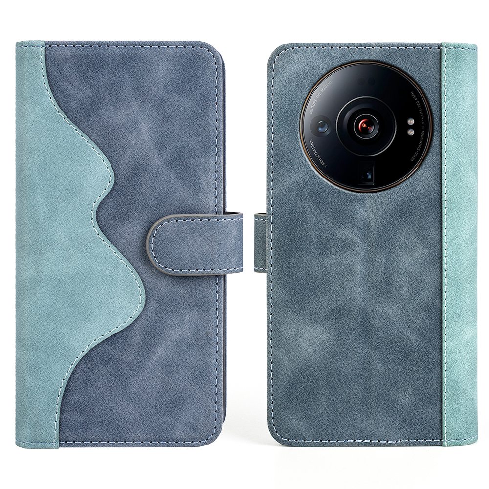 

Für Xiaomi 12s Ultra 5G Farbspleißen PU Leder-telefon Anti-wear-häuse Magnetische Verschlussabdeckung Beschütze Mit Standbrieftasche - Blau, Xiaomi 12S Ultra 5G