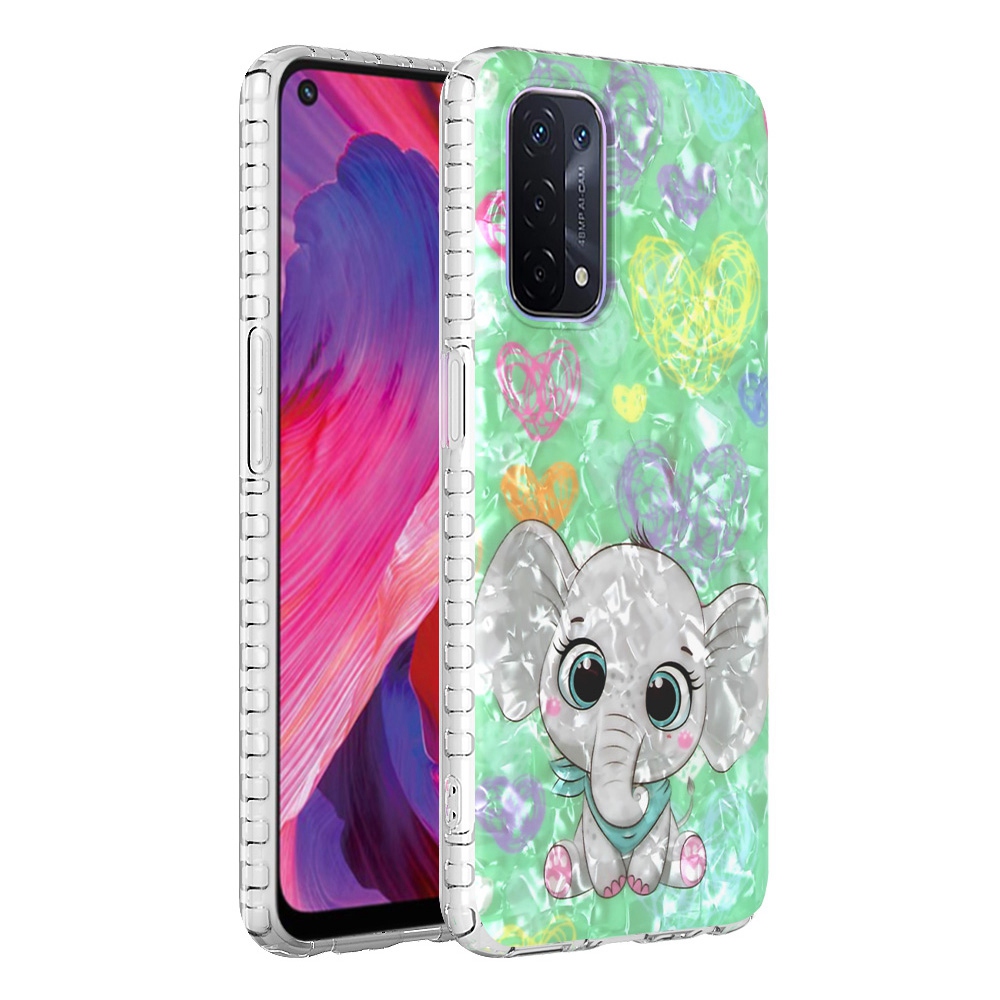 

YB IMD Series-13 Für Oppo A54 5G / A74 5G / A93 5G Shell Muster Back Case 2,0 mm Weiches TPU IMD IML Glitter Cover - Bk009-elephant, Oppo A54 5G