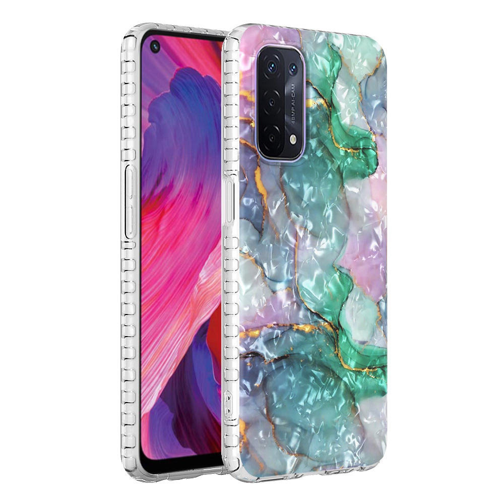 

YB IMD Series-13 Für Oppo A54 5G / A74 5G / A93 5G Shell Muster Back Case 2,0 mm Weiches TPU IMD IML Glitter Cover - BK011-Green Marmor, Oppo A54 5G