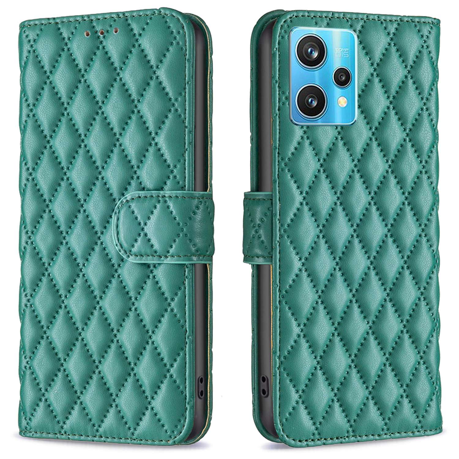 

Binfen Color Stand Wallet Ledertasche Für Realme 9 Pro+ 5G, BF Style-14 Eingeprägter Rhombusmuster Mattelefonabdeckung - Grün, Realme 9 Pro+ 5G