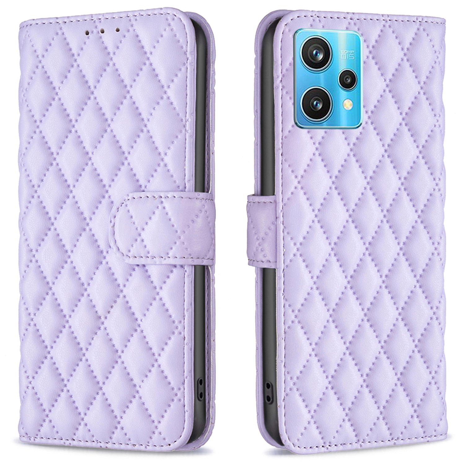 

Binfen Color Stand Wallet Ledertasche Für Realme 9 Pro+ 5G, BF Style-14 Eingeprägter Rhombusmuster Mattelefonabdeckung - Violett, Realme 9 Pro+ 5G