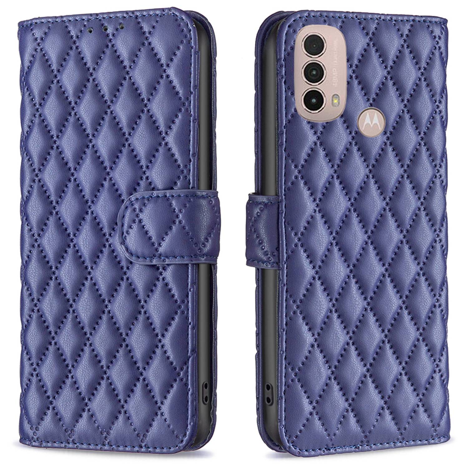 

Binfen -farbe Für Motorola Moto E40 / E30 BF Style-14 Wallet Phone Cover Matte Eingeprägter Rhombusmuster PU Lederstand Hülle - Blau, Motorola Moto E40