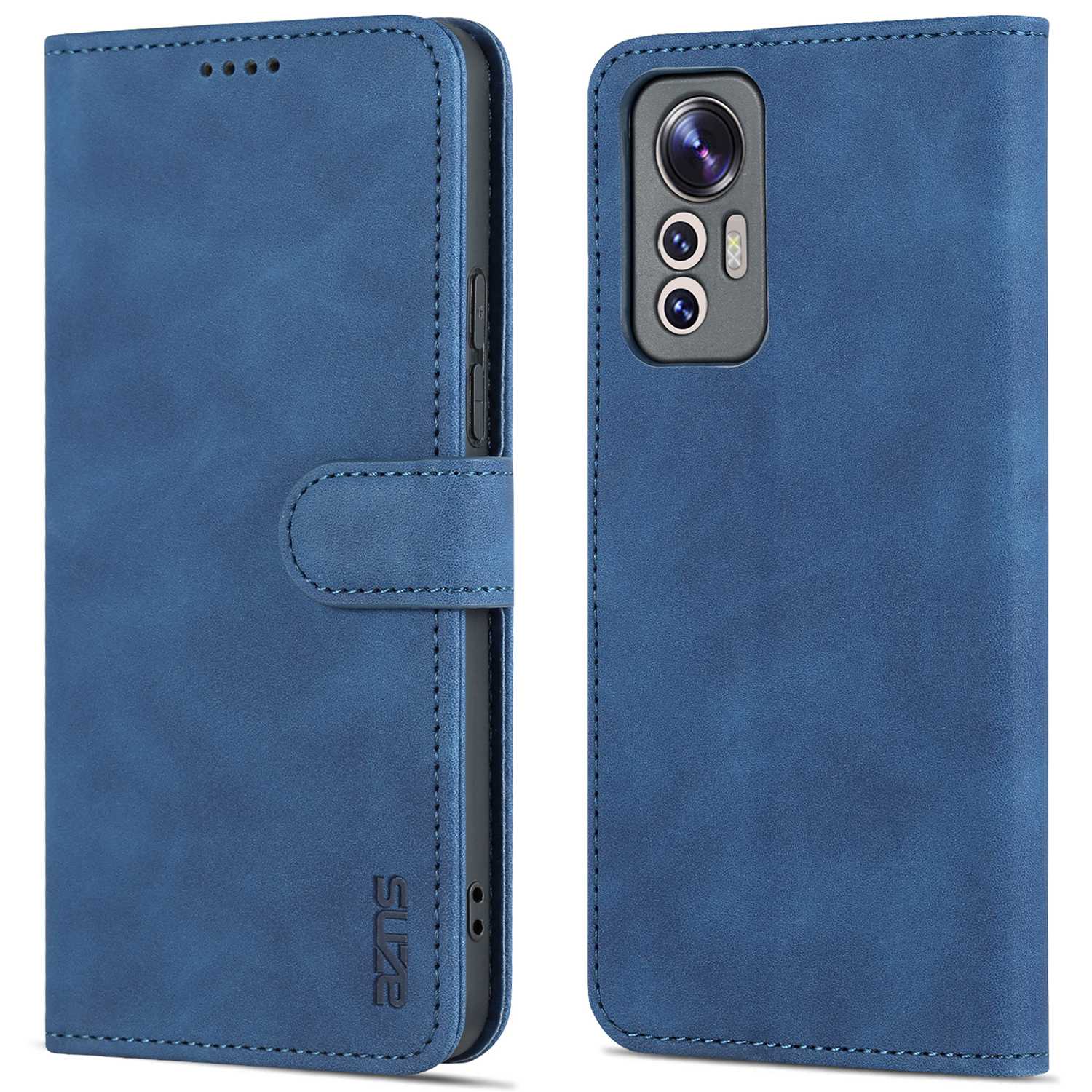 

Azns Für Xiaomi 12 Lite 5G PU Leder Folio Flip Phone Deckung Anti-drogen-schutzständer Brieftasche Hülle - Blau, Xiaomi 12 Lite 5G