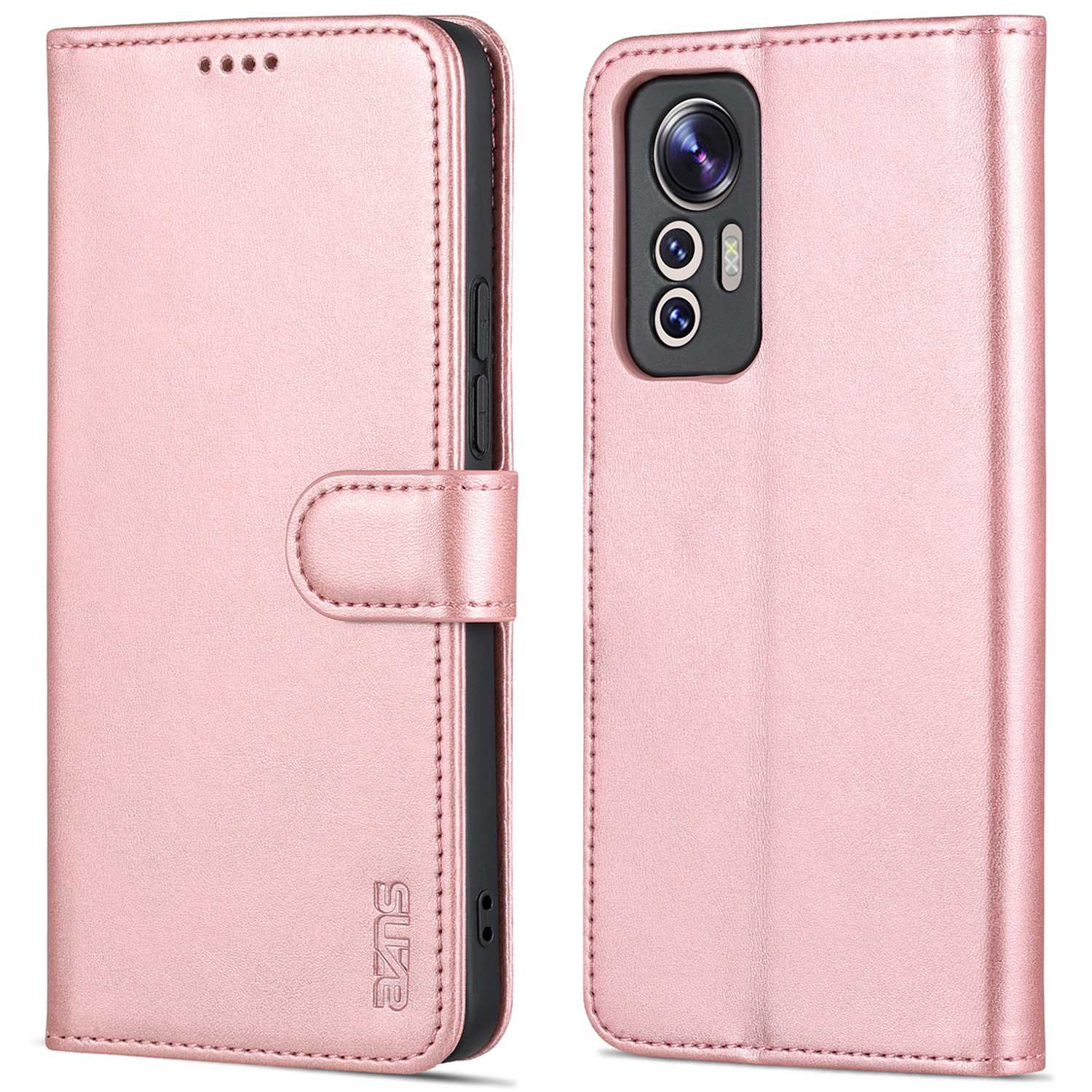 

Azns Für Xiaomi 12 Lite 5G PU Leder Folio Flip Phone Deckung Anti-drogen-schutzständer Brieftasche Hülle - Roségold, Xiaomi 12 Lite 5G