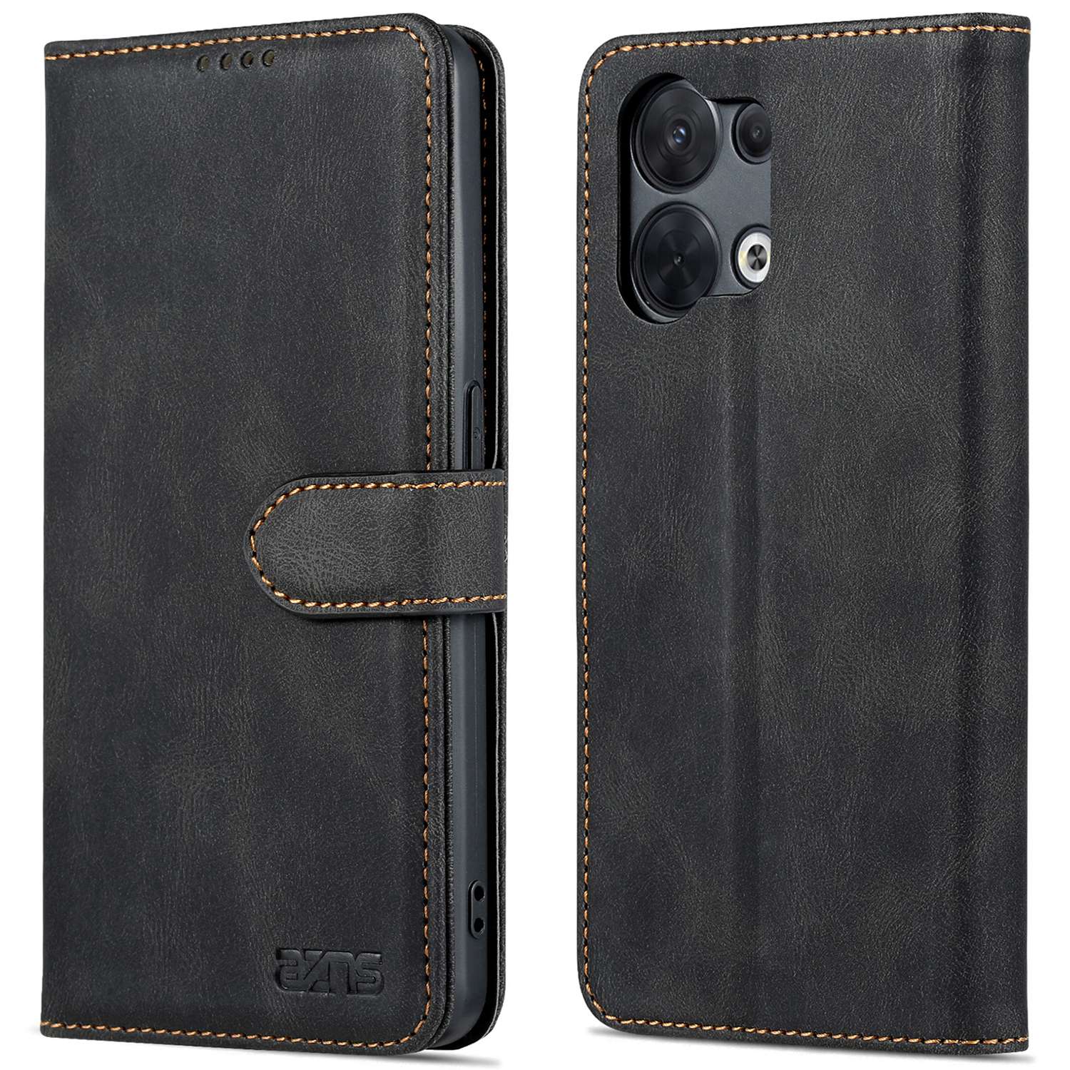 

AZNS Anti-scratch-telefonkoffer Für Oppo Reno8 5G (globale Version) / Oppo Reno8 5G, Drop-sof-pu-leder-flip-brieftaschenabdeckungsständer Mit Magnetischem Verschluss - Schwarz, Oppo Reno8 5G (Global Version)