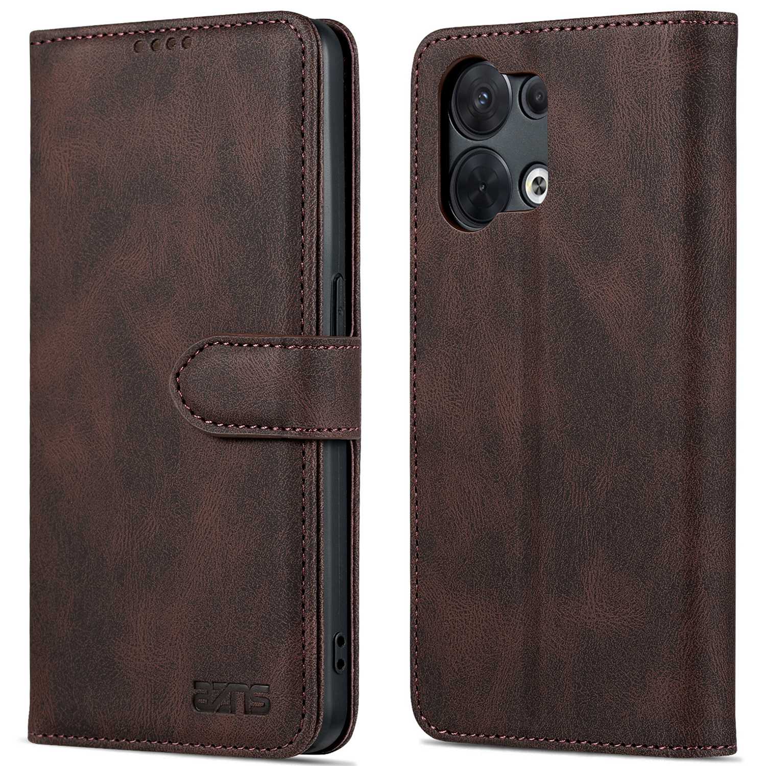 

AZNS Anti-scratch-telefonkoffer Für Oppo Reno8 5G (globale Version) / Oppo Reno8 5G, Drop-sof-pu-leder-flip-brieftaschenabdeckungsständer Mit Magnetischem Verschluss - Braun, Oppo Reno8 5G (Global Version)