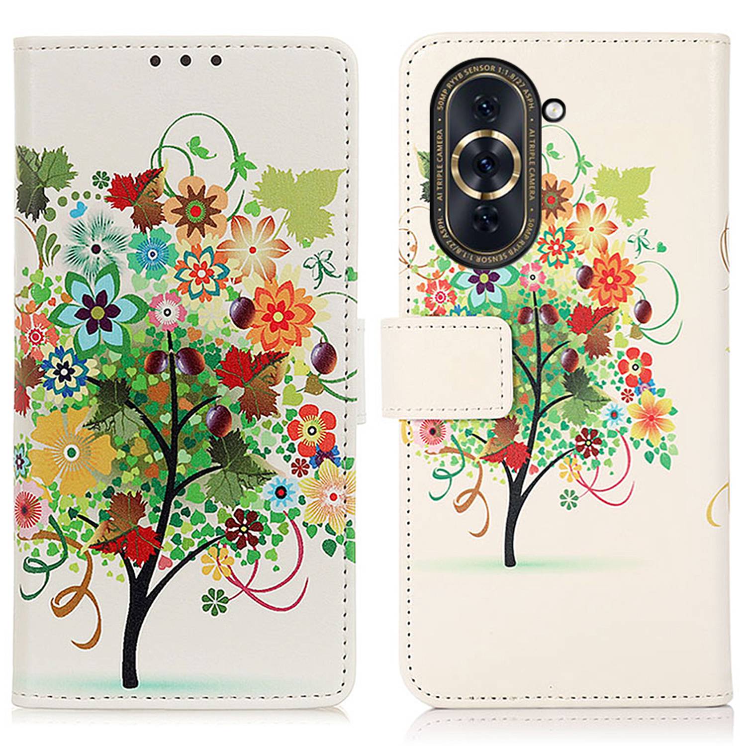 

Für Huawei Nova 10 Pro 4G PU Leder Brieftasche Hülle Muster Druckmagnetverschluss Abdeckung - Obstbaum, Huawei nova 10 Pro 4G