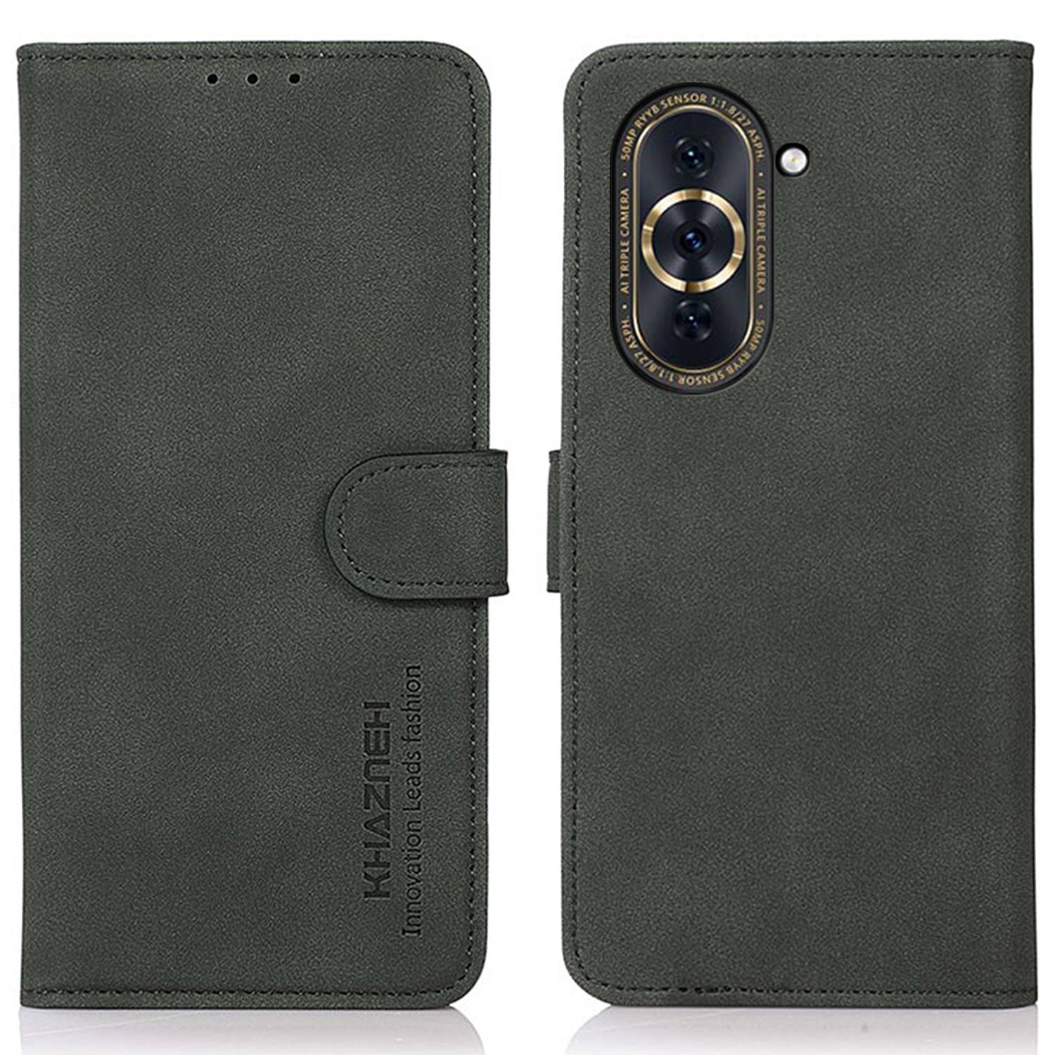 

Khazneh Anti-fall-telefonhülle Für Huawei Nova 10 Pro 4g, Schockdes Strukturiertes PU Leder Flip Wallet Ständer Folio Flip Schutzschutzabdeckung - Grün, Huawei nova 10 Pro 4G