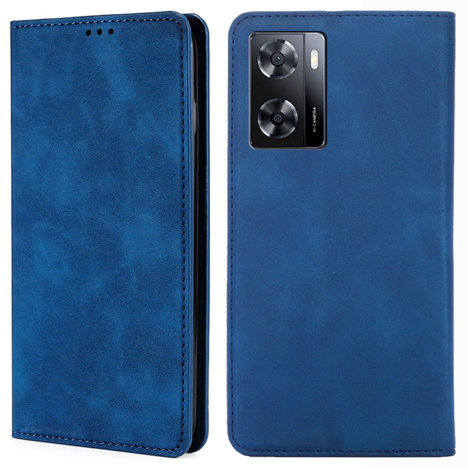 

Für Oppo A57 4G Drop-proof Flip Case Viewing Stand Skin-leder-telefonabdeckung Mit Kartensteckplatz - Blau, Oppo A57 4G
