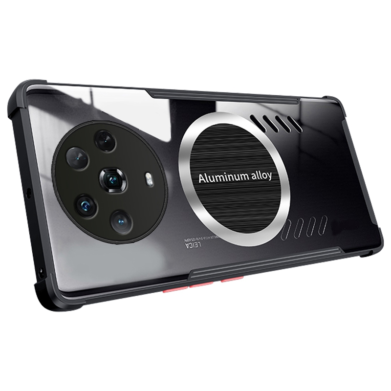 

Für Honor Magic4 5G Clear Wärme Dissipation Phone Hülle Kühlung Hohl PC + TPU Magnetische Rückseite Abdeckung - Schwarz, Honor Magic4 5G