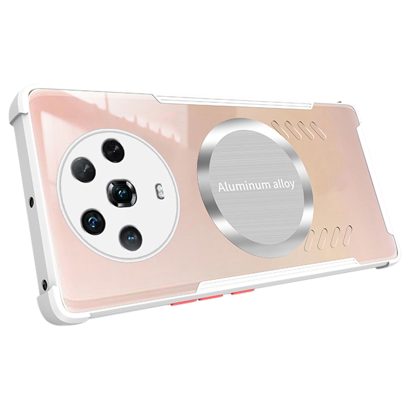 

Für Honor Magic4 5G Clear Wärme Dissipation Phone Hülle Kühlung Hohl PC + TPU Magnetische Rückseite Abdeckung - Weiß, Honor Magic4 5G