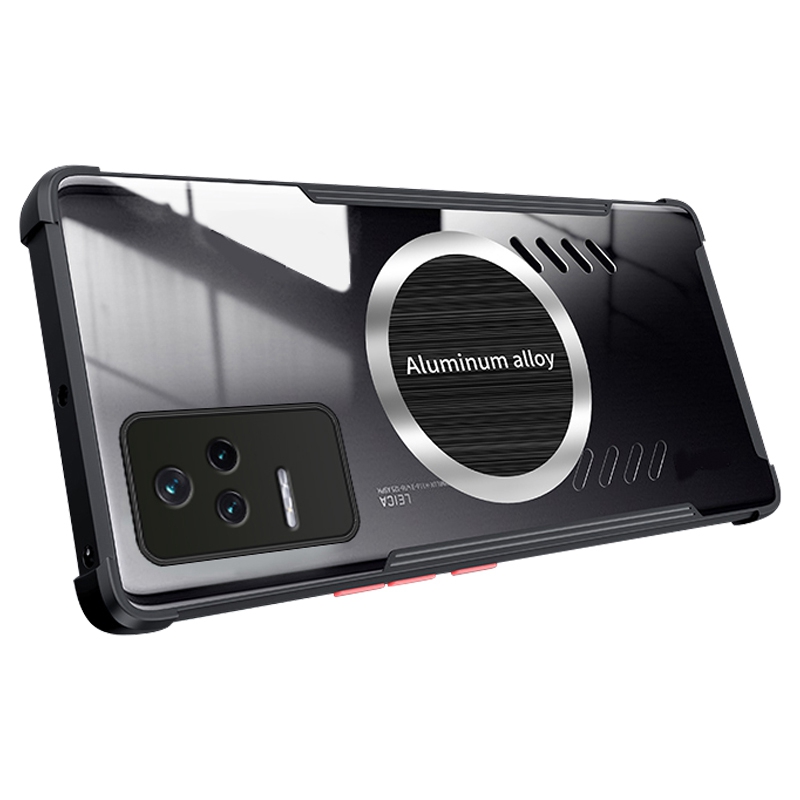 

Für Xiaomi Redmi K50 / K50 Pro Heat Dissipation Phone Case Anti-kratzer-pc + TPU Hybridabdeckung Mit Magnethalter Metallblech - Schwarz, Xiaomi Redmi K50