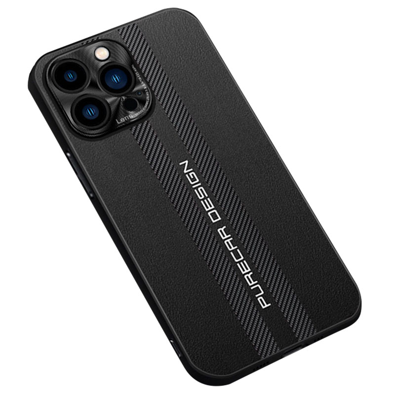 

For iPhone 14 Pro 6.1 inch Anti-scratch Phone Case Skin-touch Back Cover Carbon Fiber Textured PU Leather Coated Phone Protector - Black, iPhone 14 Pro