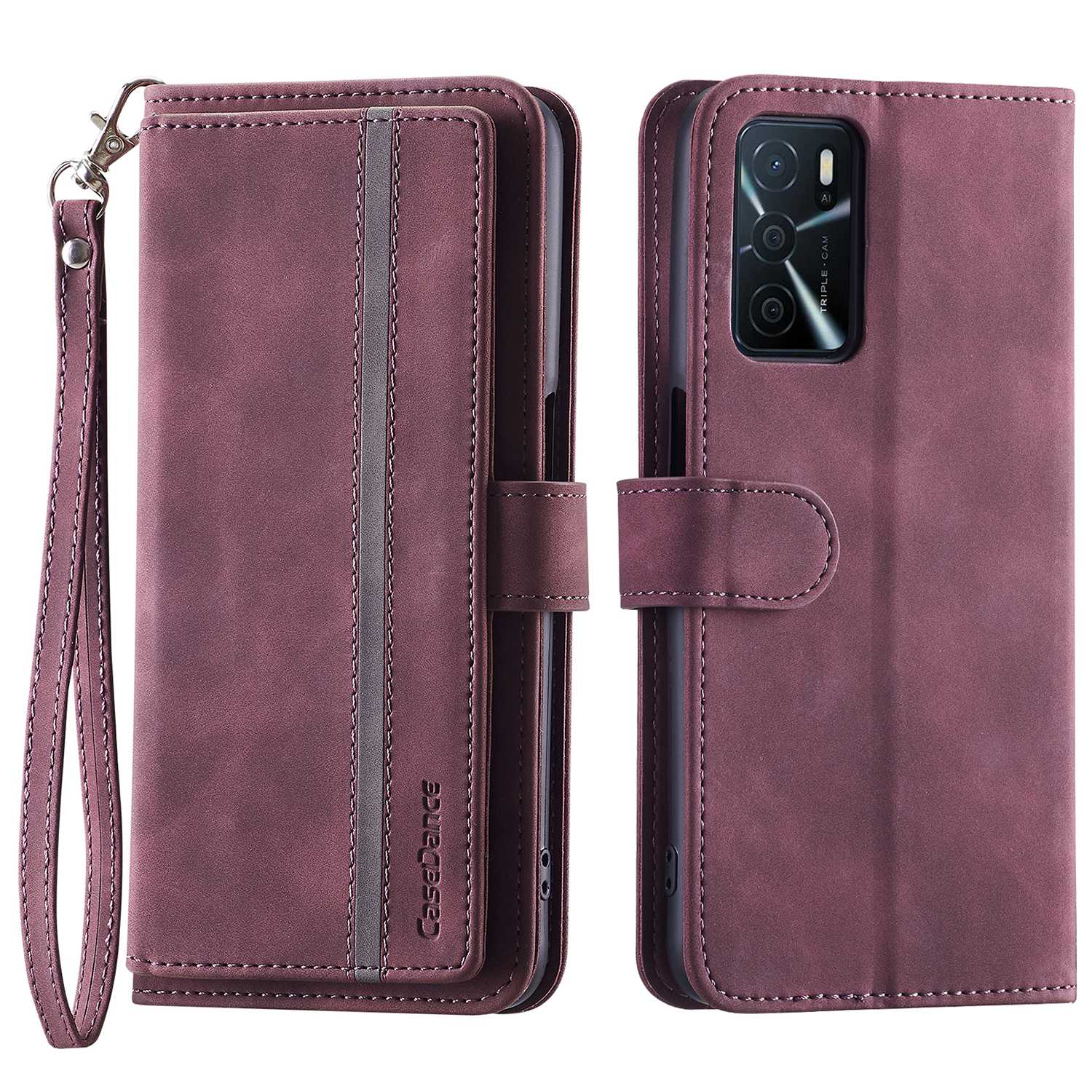 

Zauberwaltz 002 -serie Für Oppo A16 / A16s / A54s Anti-fall PU Leder Flip Wallet Hülle Full Protection Phone Cover Card Halter - Rot, Oppo A16