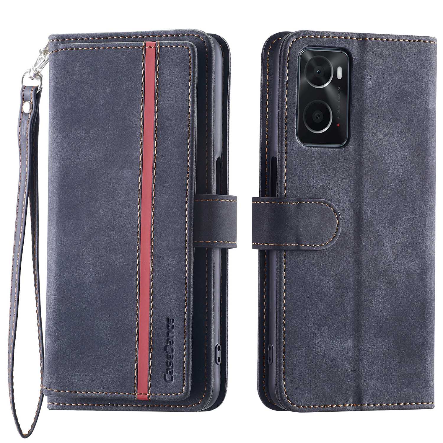 

Zauberwaltz 002-serie Für Oppo A36 Schockdes PU Leder Flip Wallet Hülle Kleidung-resistente Telefonabdeckungskartenhalter - Schwarz, Oppo A36