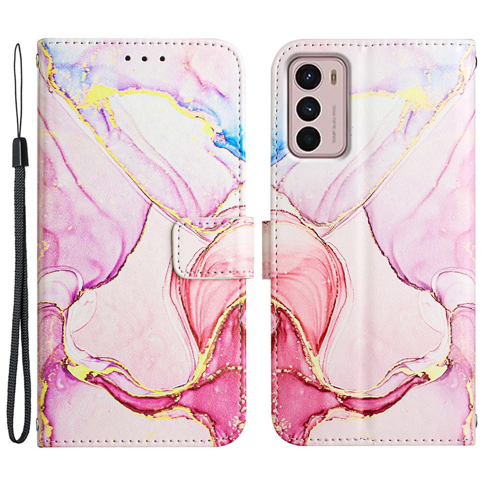 

Musterdruck Leder Serie-5 Für Motorola Moto G42 4G Stand Wallet Phone Hülle PU Leder Marmor Muster Schutzabdeckung - Roségold LS005, Motorola Moto G42 4G