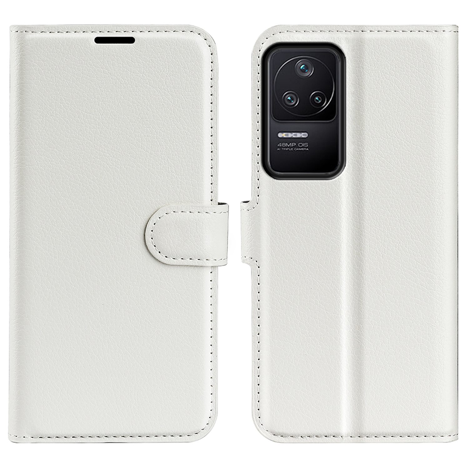 

Für Xiaomi Poco F4 5G / Redmi K40S 5G Anti-drop Litchi Textur Telefon Flip Wallet Hülle Kear-resistente PU Lederständer Cover - Weiß, Xiaomi Poco F4 5G